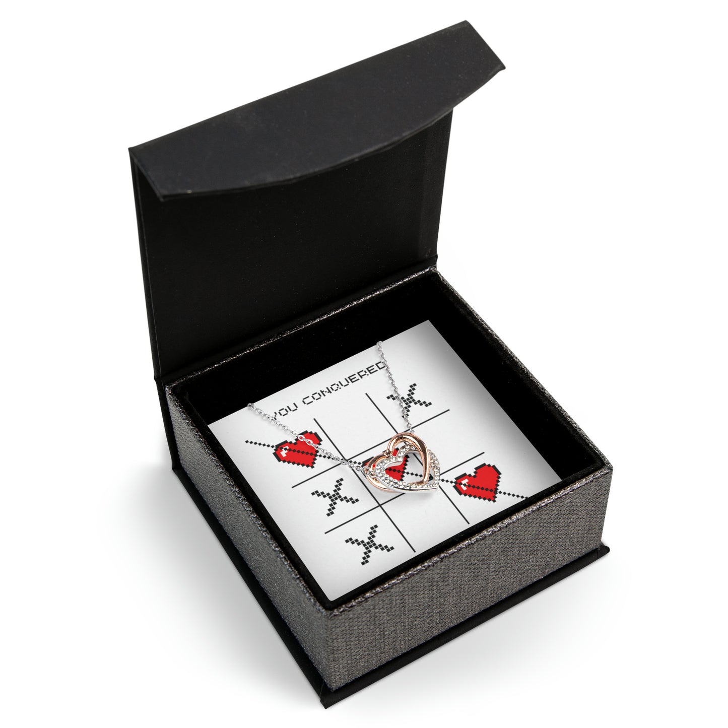You Conquered My Heart Twin Hearts Necklace